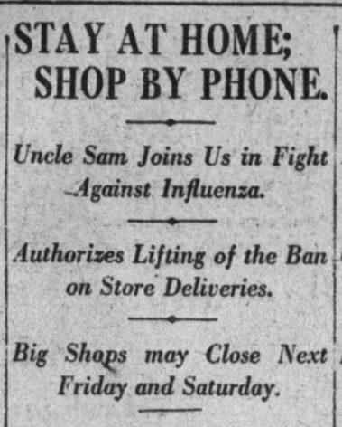 הישארו בבית, קנו בטלפון (The Los Angeles Times, נובמבר 1918)