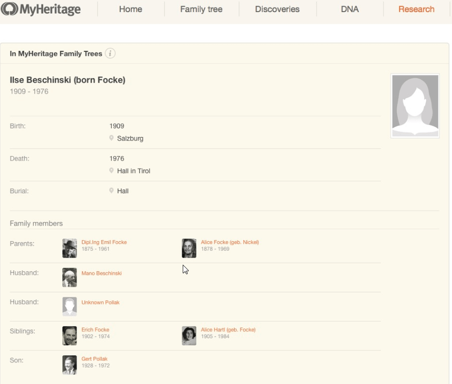 אילן היוחסין של משפחת בכינסקי שהתגלה ב-MyHeritage