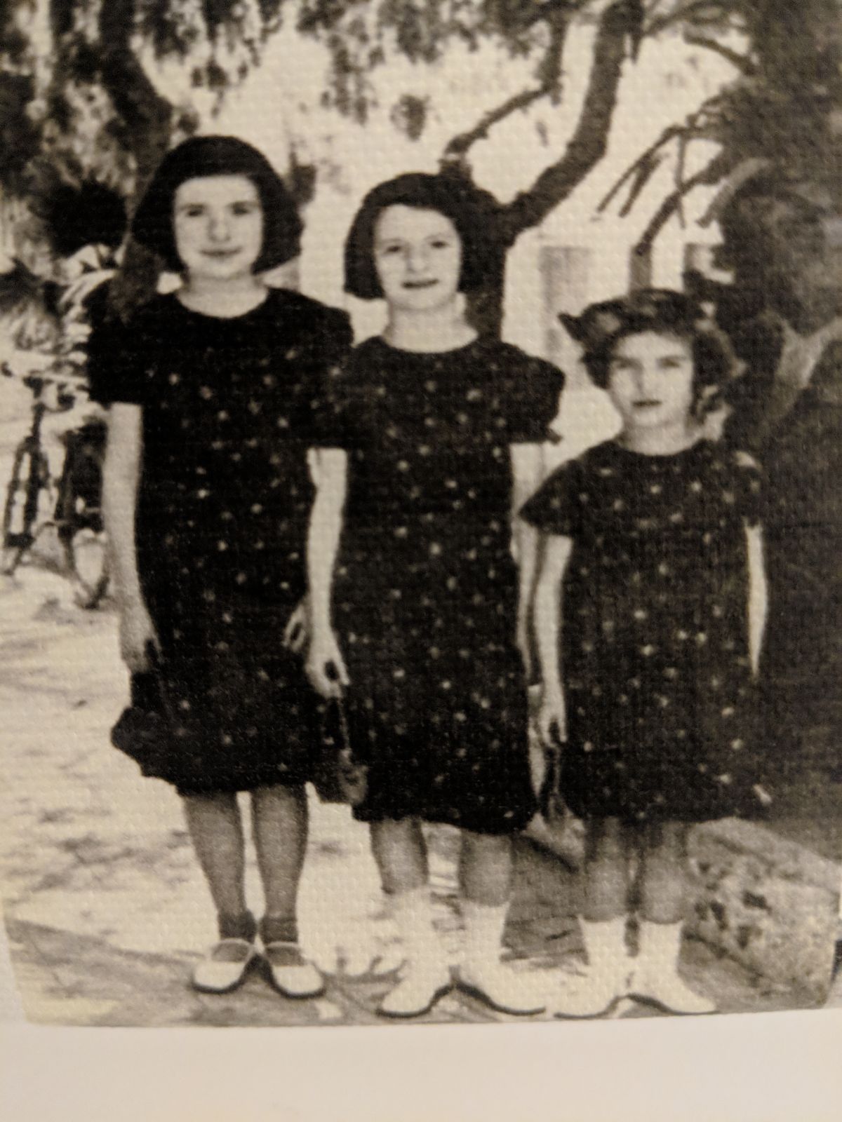 ילדות קטנות נשלחות לבדן לפלשתינה, ארץ ישראל. משמאל: חנה (אמא של סימה) לאה ומאשה